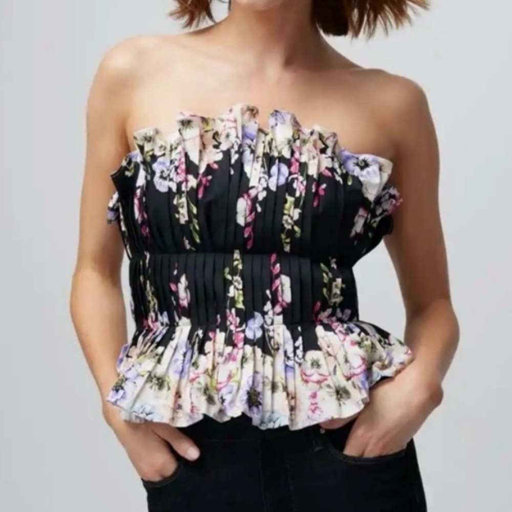 WHBM Floral Ruffle Bustier